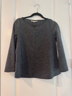 LOFT Charcoal Gray Knit Long-Sleeve Top